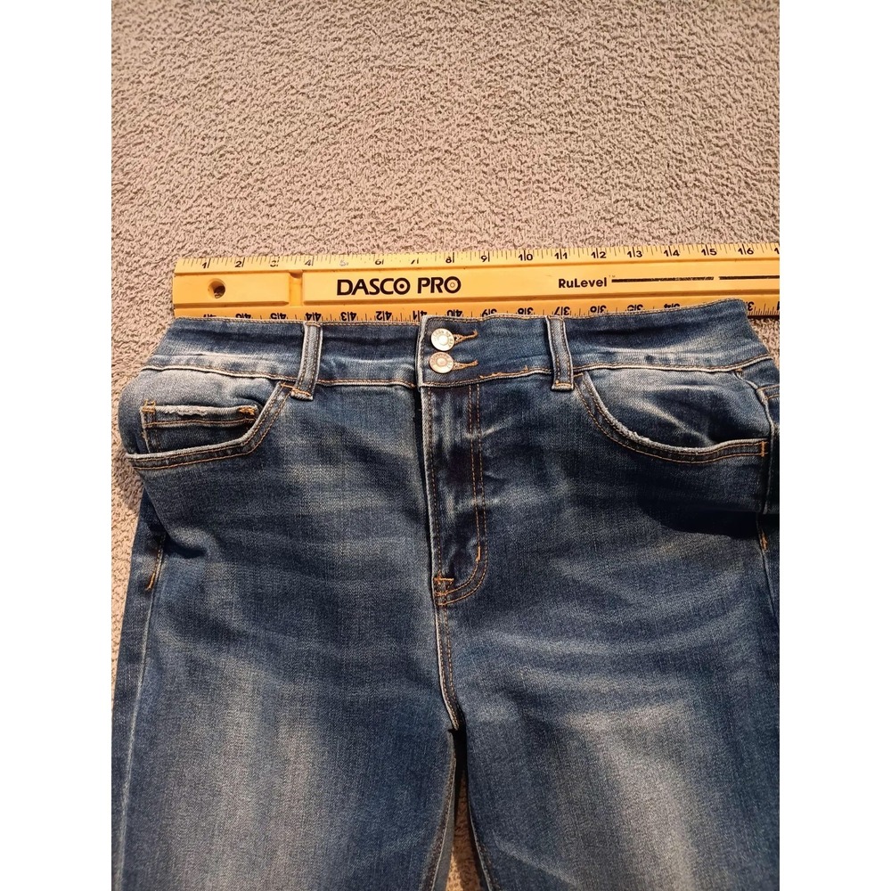Bridge by GLY Women's High Rise Flare Jeans 31x36 Tall Dark Wash Stretch - Picture 3 of 8